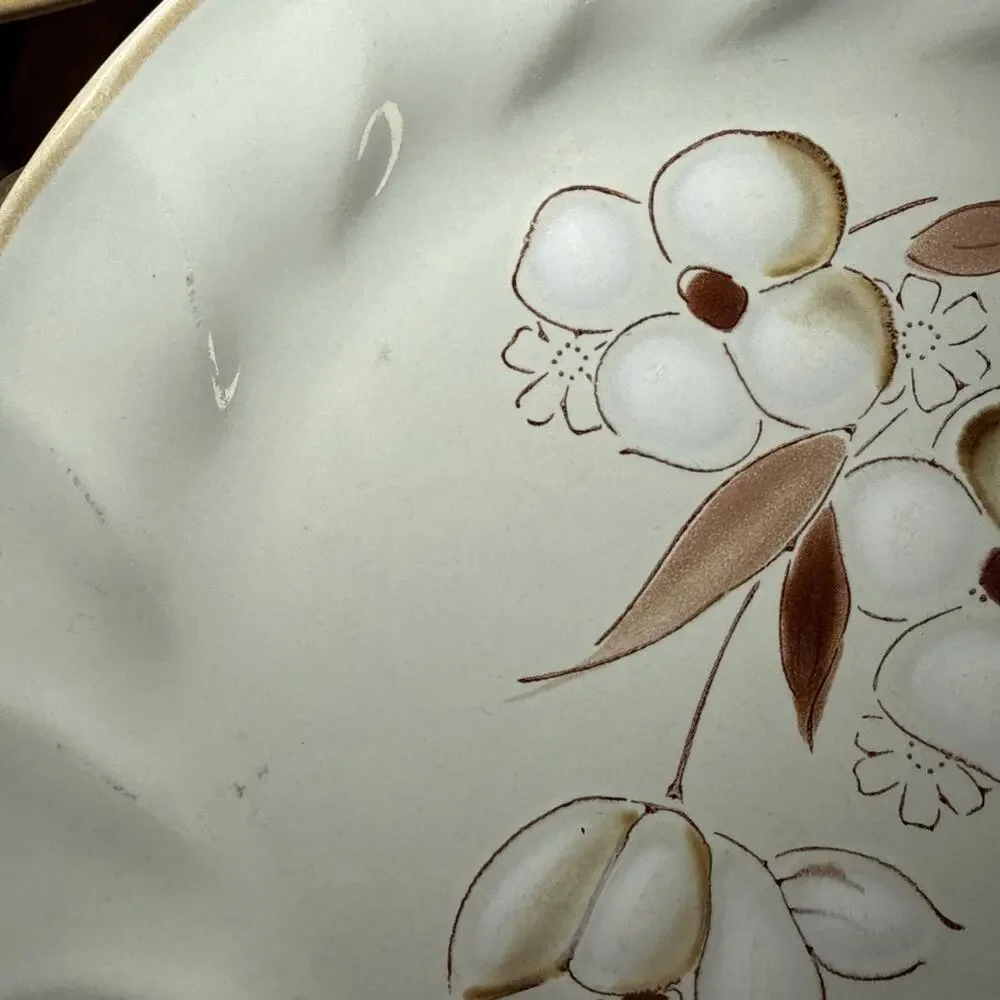 Sculptura Hearthside Felicity Salad Plates Set 4 Neutral Floral Japan 7.5” Retro